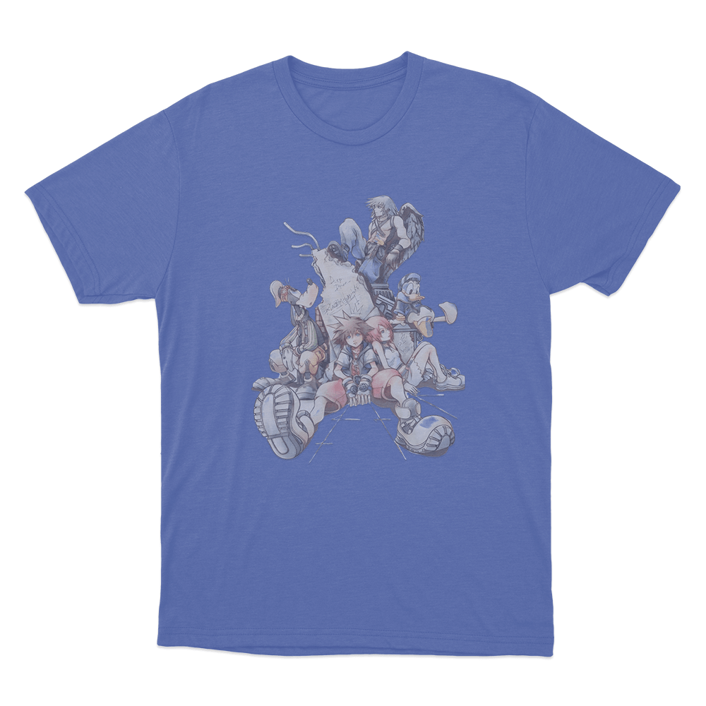 Kingdom Hearts Character Memorial Scene Unisex T Shirt Blue Kingdom Hearts Character Memorial Scene Unisex T Shirt Blue