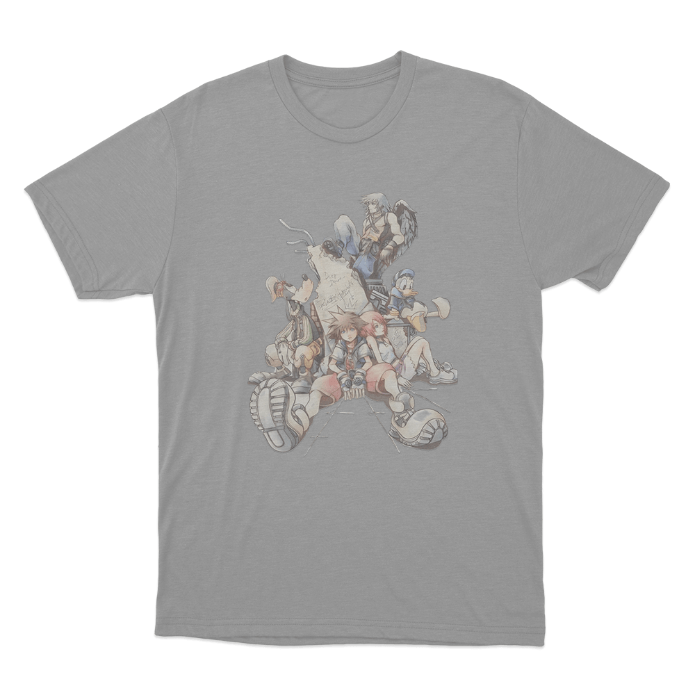 Kingdom Hearts Character Memorial Scene Unisex T Shirt Grey Kingdom Hearts Character Memorial Scene Unisex T Shirt Grey