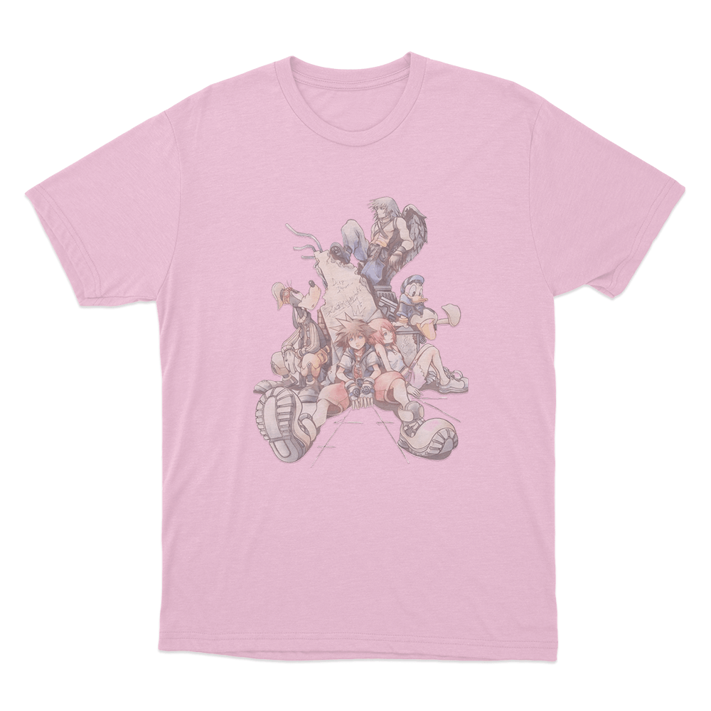 Kingdom Hearts Character Memorial Scene Unisex T Shirt Pink Kingdom Hearts Character Memorial Scene Unisex T Shirt Pink