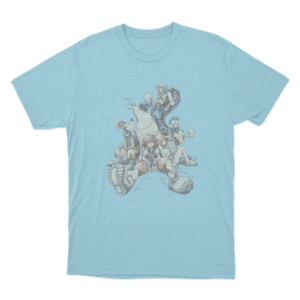 Kingdom Hearts Character Memorial Scene Unisex T Shirt Sky Blue