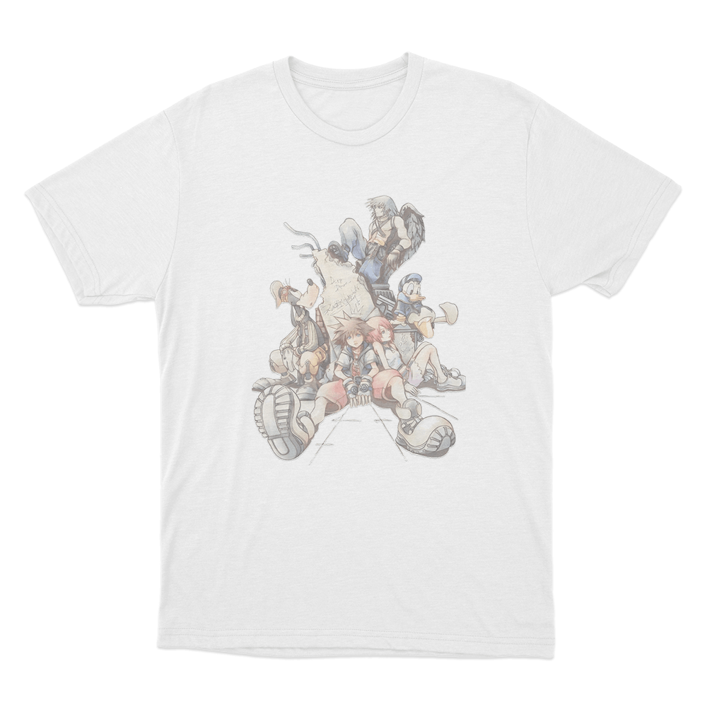 Kingdom Hearts Character Memorial Scene Unisex T Shirt White Kingdom Hearts Character Memorial Scene Unisex T Shirt White
