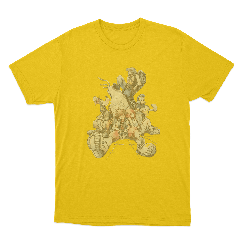 Kingdom Hearts Character Memorial Scene Unisex T Shirt Yellow Kingdom Hearts Character Memorial Scene Unisex T Shirt Yellow