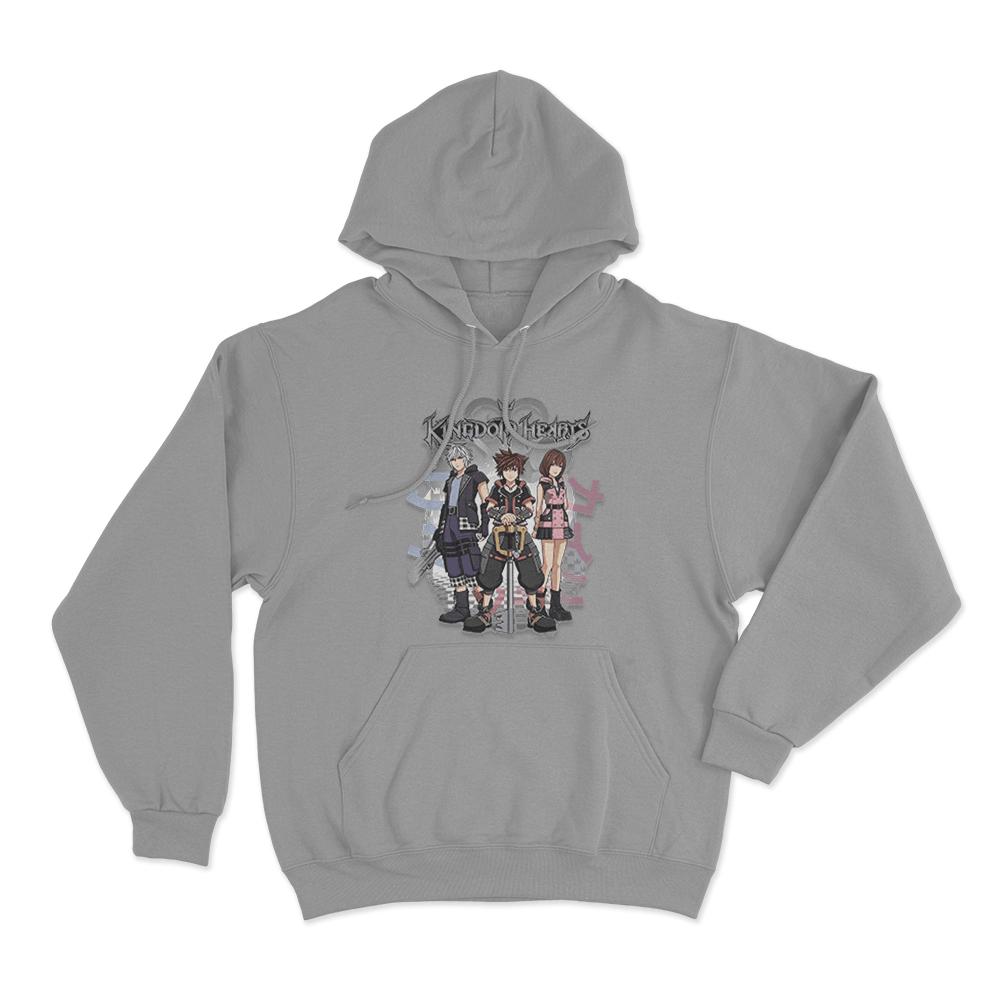 Kingdom Hearts Riku, Sora, and Kairi Group Unisex Hoodie Grey Kingdom Hearts Riku Sora and Kairi Group Unisex Hoodie Grey