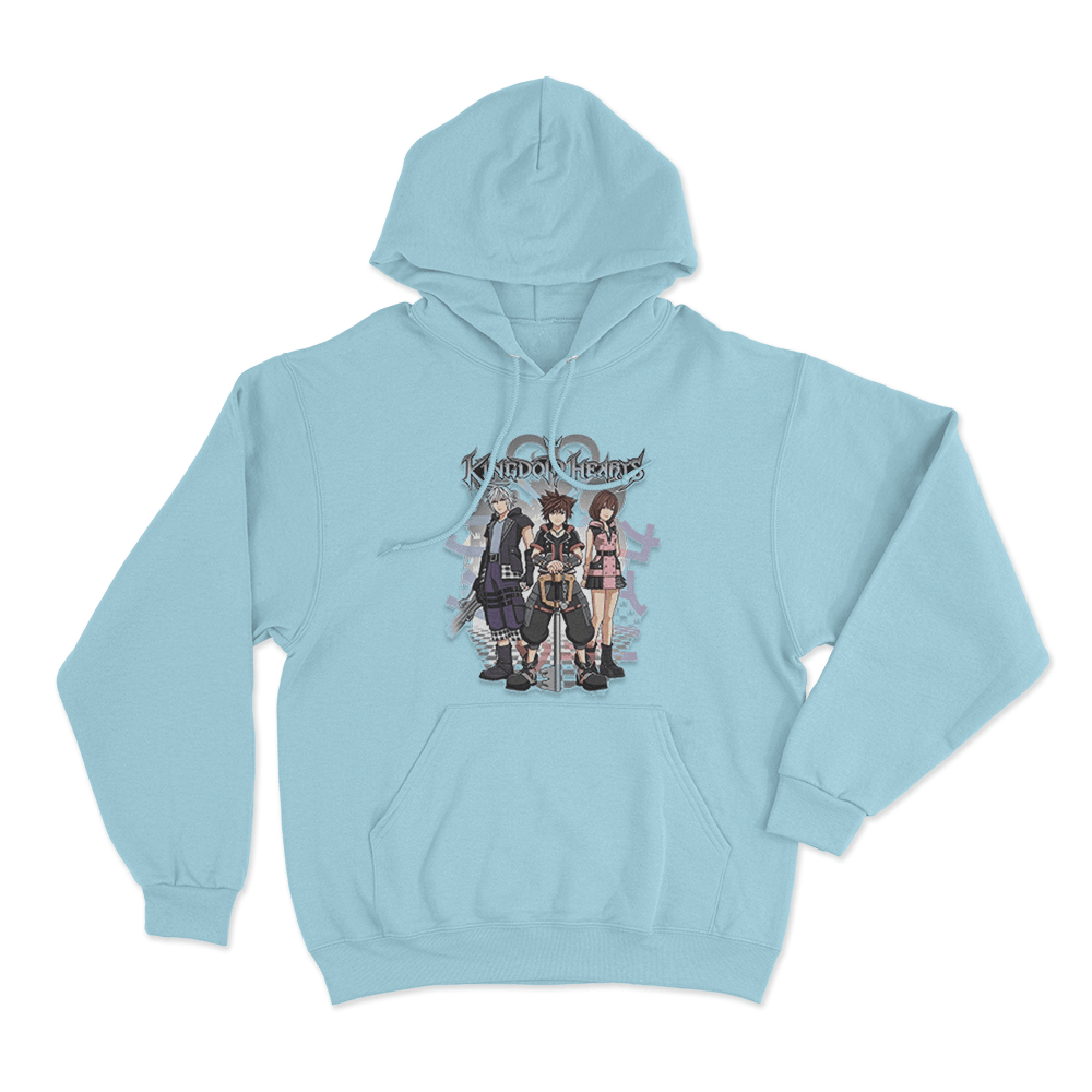 Kingdom Hearts Riku, Sora, and Kairi Group Unisex Hoodie Sky Blue Kingdom Hearts Riku Sora and Kairi Group Unisex Hoodie Sky Blue
