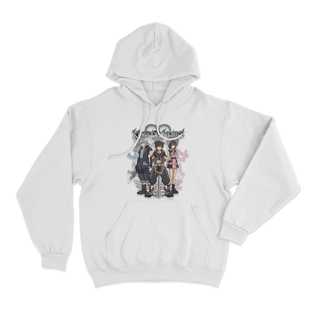 Kingdom Hearts Riku, Sora, and Kairi Group Unisex Hoodie White Kingdom Hearts Riku Sora and Kairi Group Unisex Hoodie White