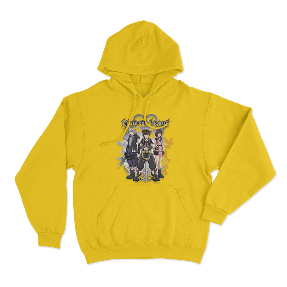 Kingdom Hearts Riku, Sora, and Kairi Group Unisex Hoodie Yellow Kingdom Hearts Riku Sora and Kairi Group Unisex Hoodie Yellow
