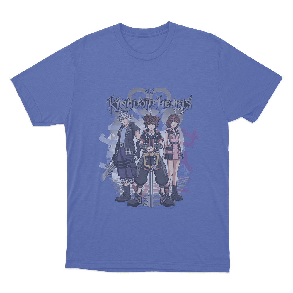 Kingdom Hearts Riku, Sora, and Kairi Group Unisex T Shirt Blue Kingdom Hearts Riku Sora and Kairi Group Unisex T Shirt Blue