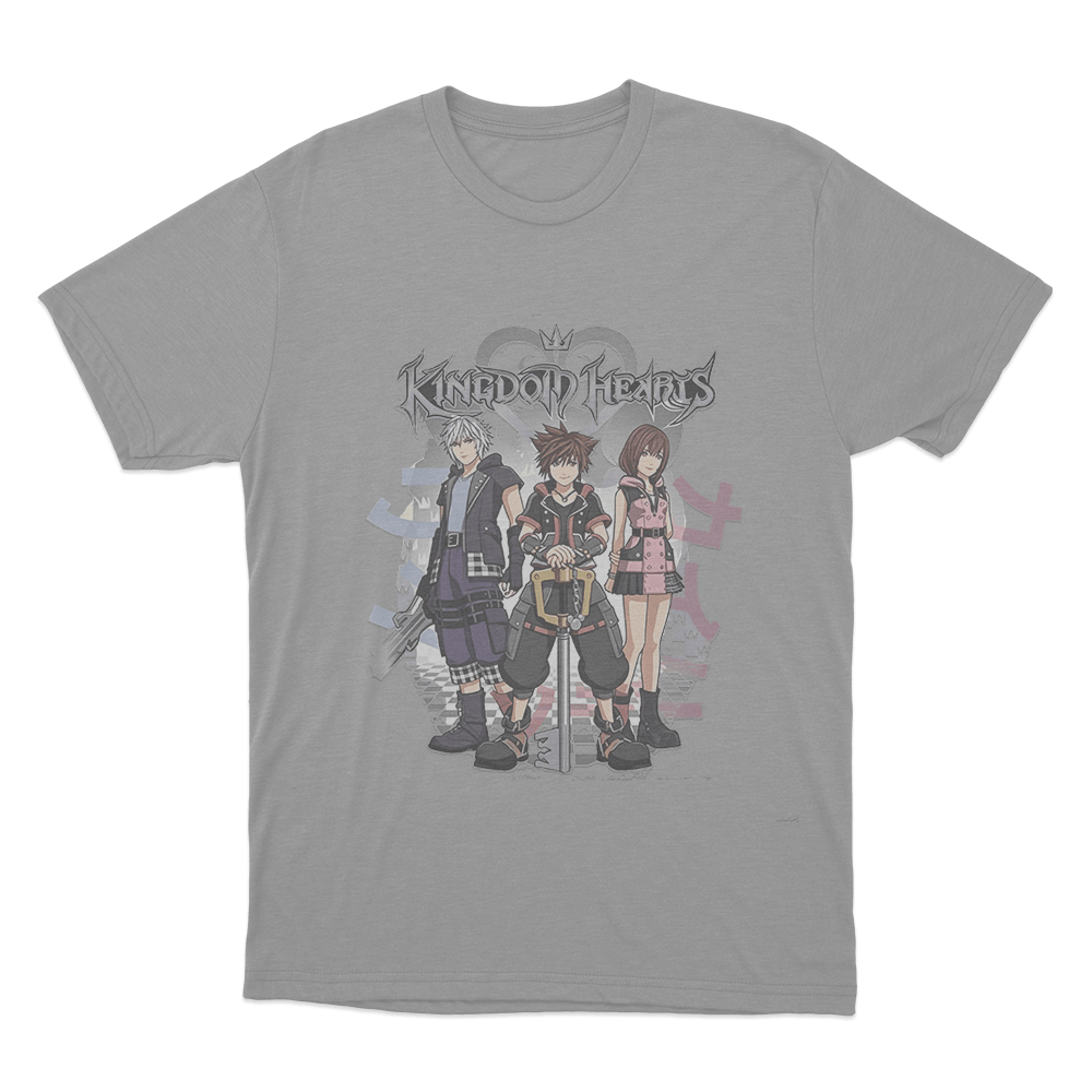 Kingdom Hearts Riku, Sora, and Kairi Group Unisex T Shirt Grey Kingdom Hearts Riku Sora and Kairi Group Unisex T Shirt Grey