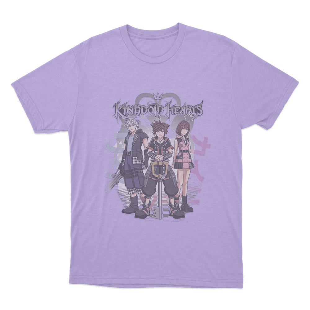 Kingdom Hearts Riku, Sora, and Kairi Group Unisex T Shirt Purple Kingdom Hearts Riku Sora and Kairi Group Unisex T Shirt Purple