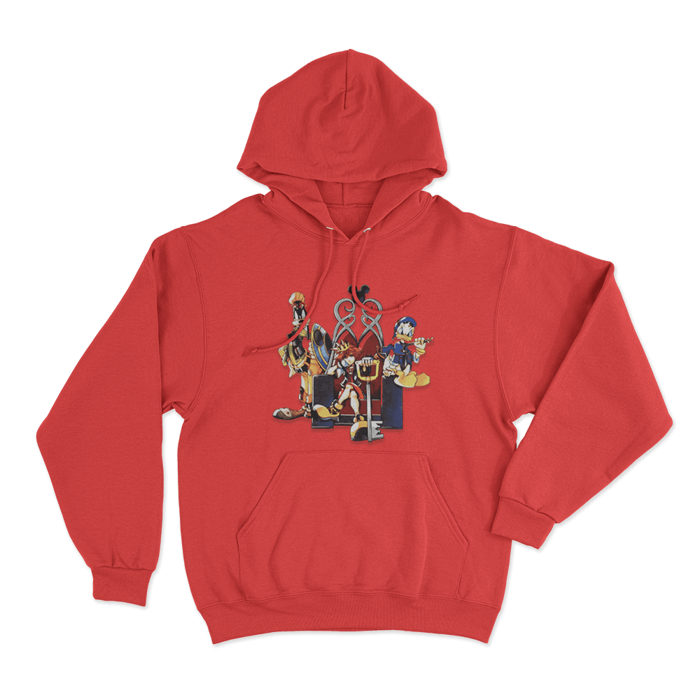 Sora Donald Goofy Throne Unisex Hoodie Red Sora Donald Goofy Throne Unisex Hoodie Red
