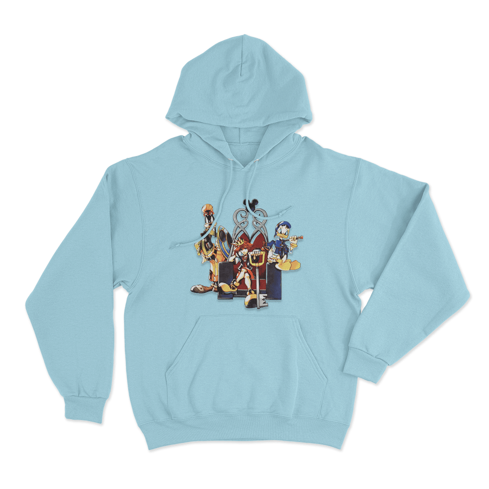 Sora Donald Goofy Throne Unisex Hoodie Sky Blue Sora Donald Goofy Throne Unisex Hoodie Sky Blue