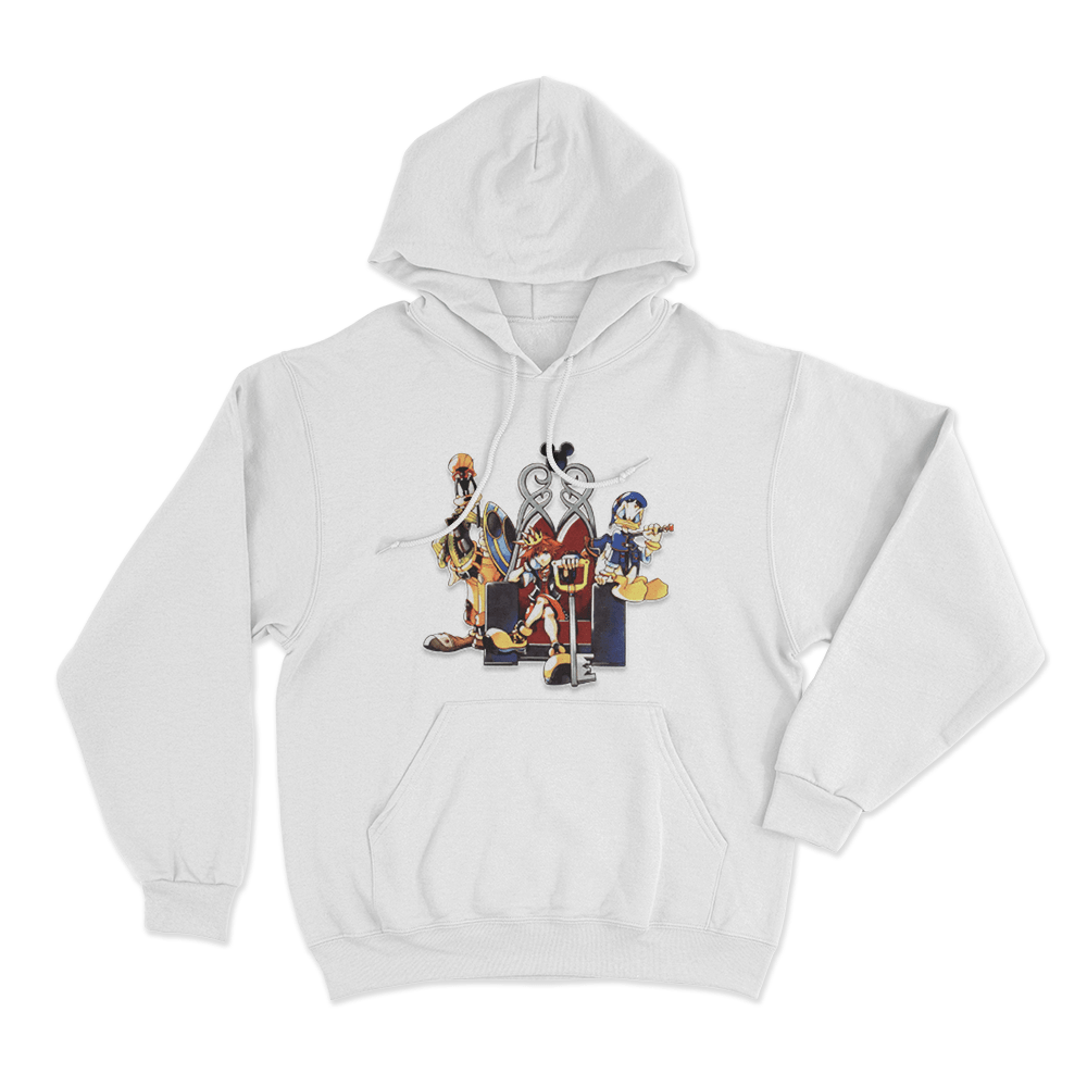 Sora Donald Goofy Throne Unisex Hoodie White Sora Donald Goofy Throne Unisex Hoodie White