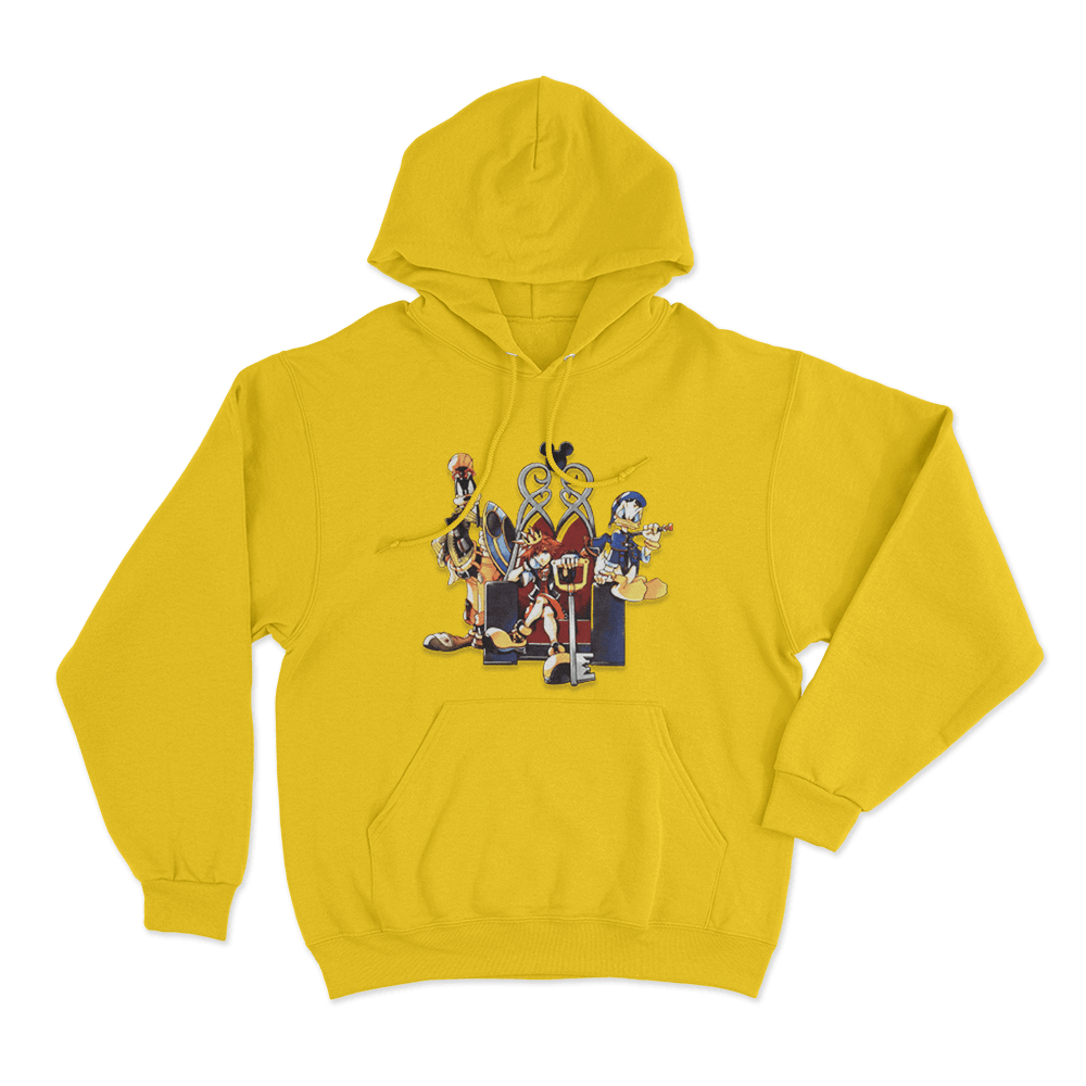 Sora Donald Goofy Throne Unisex Hoodie Yellow Sora Donald Goofy Throne Unisex Hoodie Yellow